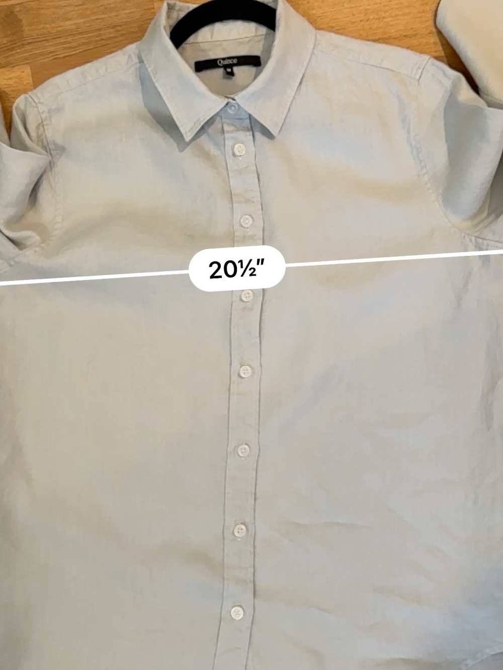 Quince European Linen Long Sleeve Women's Button-Down Shirt in Mist - Medium - Picture 8 of 10